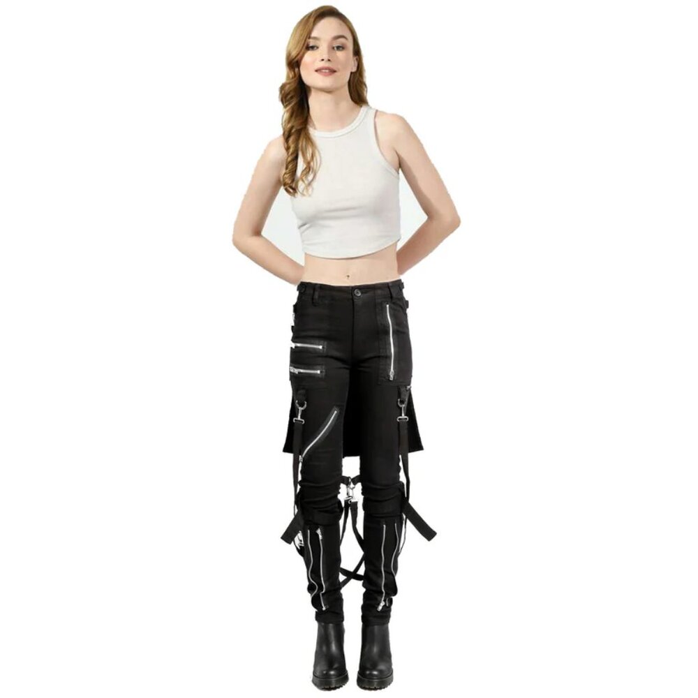 NWT Womens Bumflap Extreme Bondage Gothic Punk Rocker Cyber Steampunk Emo Pants - Picture 5 of 7